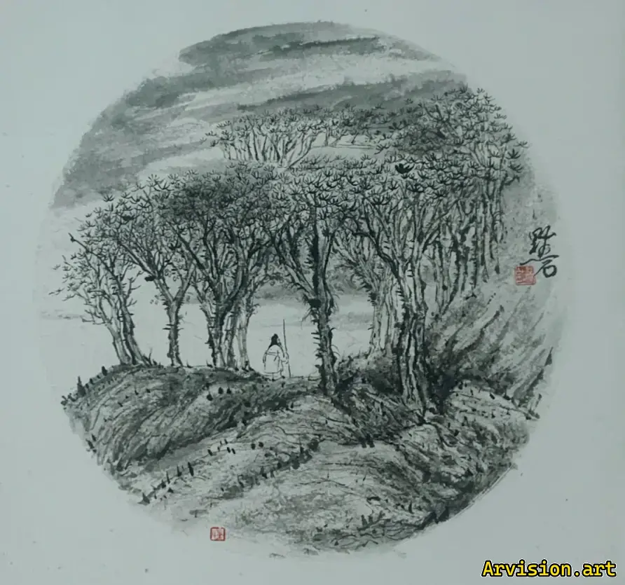 Une pluie de fumée de cocon Ren Pingsheng peinture à l'encre peintures à l'encre chinoises