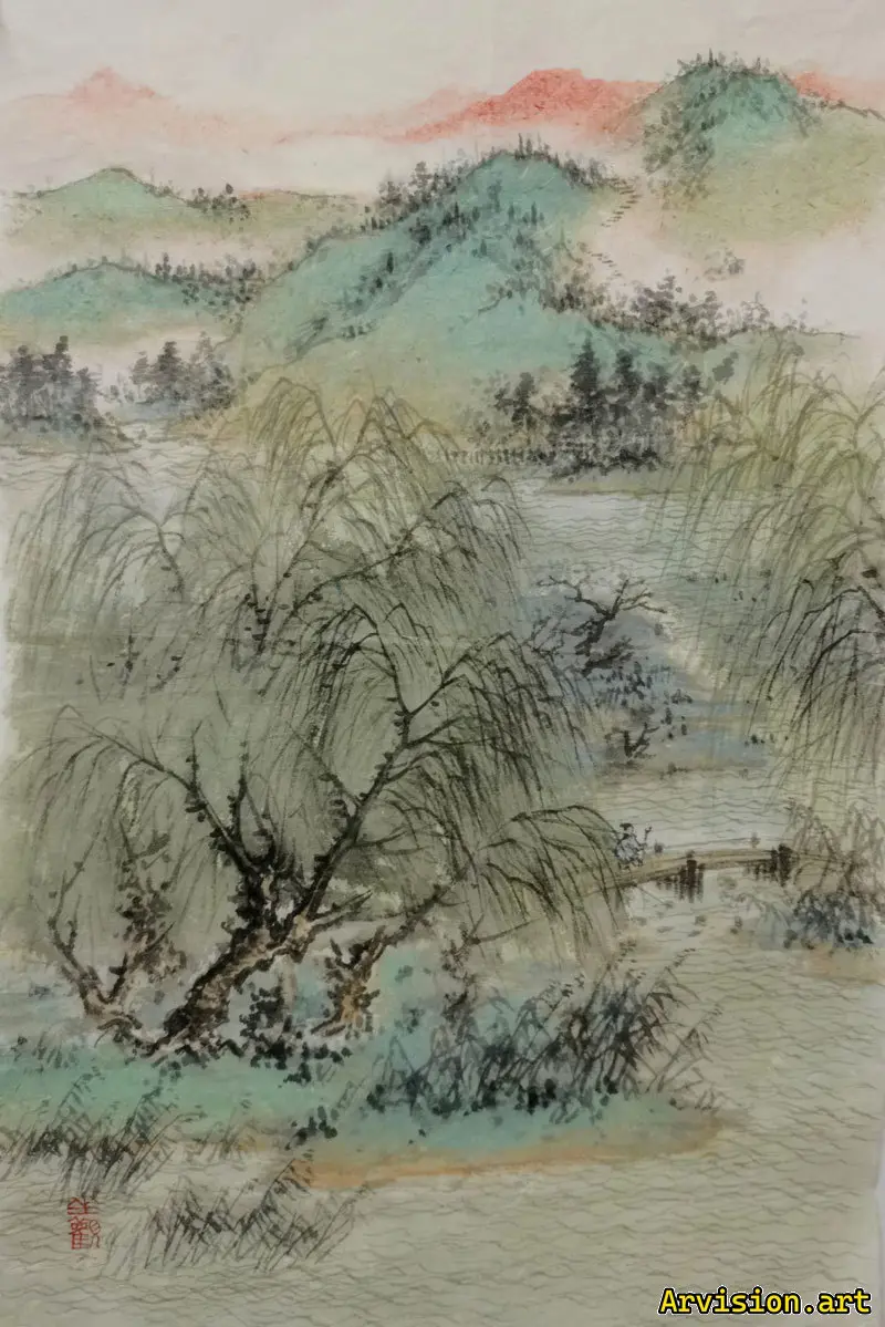 Peinture de paysage chinoise Peinture de paysage vert