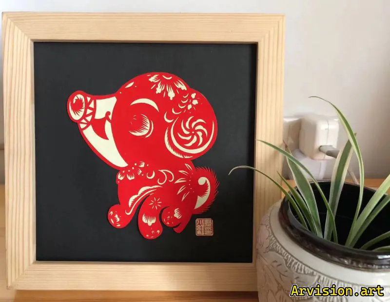 Chien de la série du zodiaque chinois Paper Cut