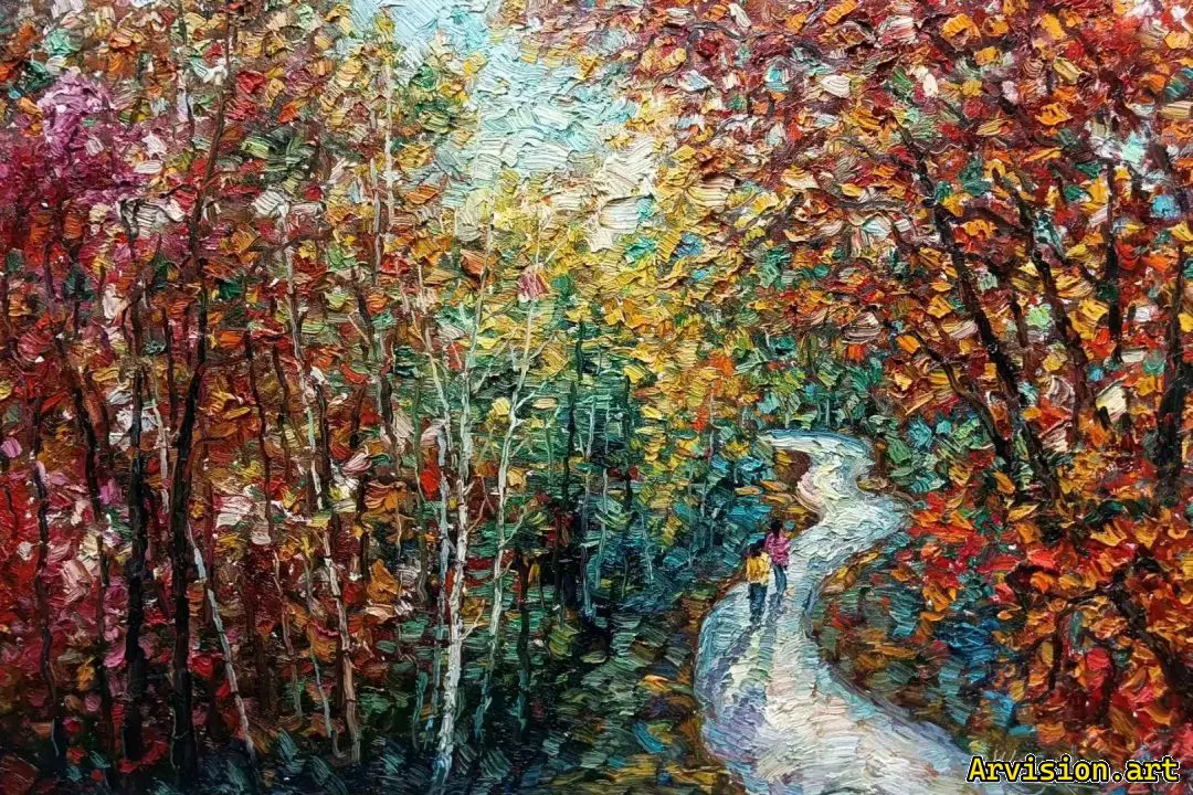 Route de peinture à l'huile de Wang Lin