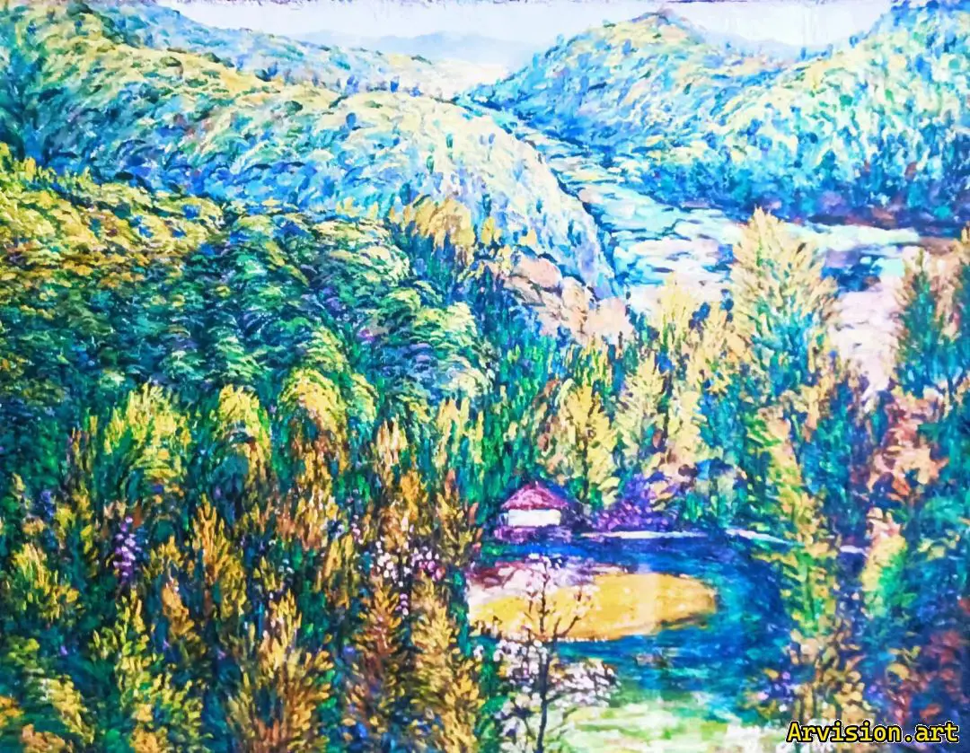 Peinture à l'huile de Wang Lin poésie colorée