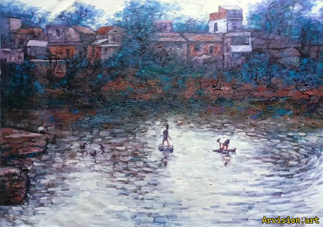 Wang Lin peinture à l'huile mon étang à poissons