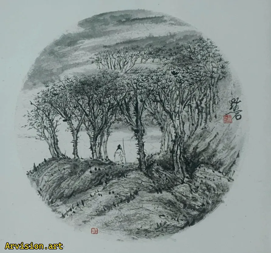 Une pluie de fumée de cocon Ren Pingsheng peinture à l'encre peintures à l'encre chinoises