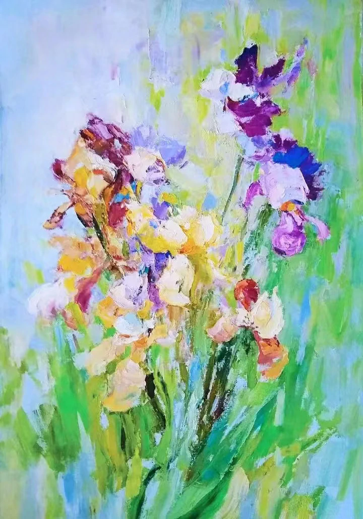 Peinture à l'huile de Wang Lin Fleurs