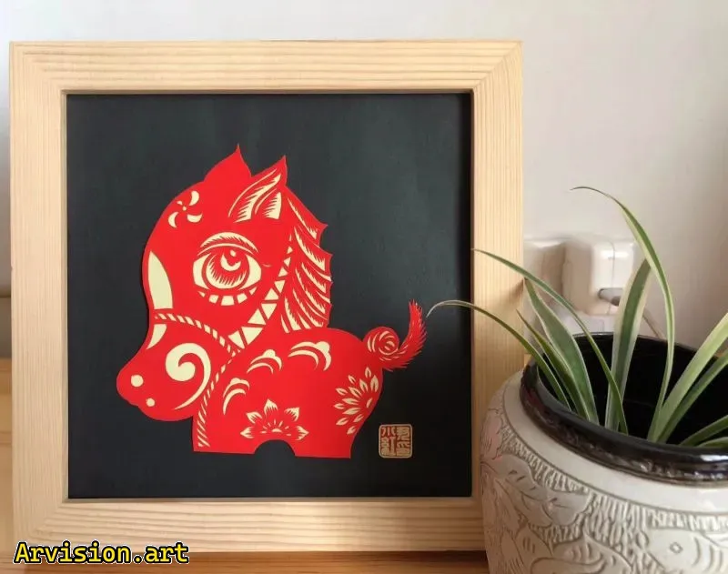 Série de chevaux du zodiaque chinois découpés en papier