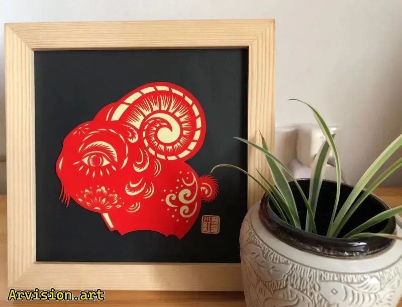 Série chinoise de moutons du zodiaque découpés en papier