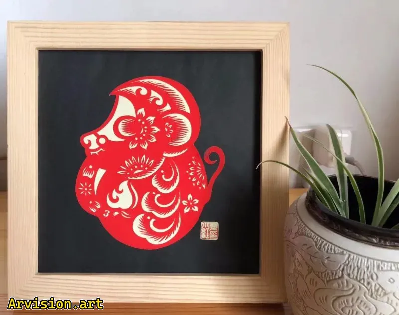 Série de singes du zodiaque chinois découpés en papier
