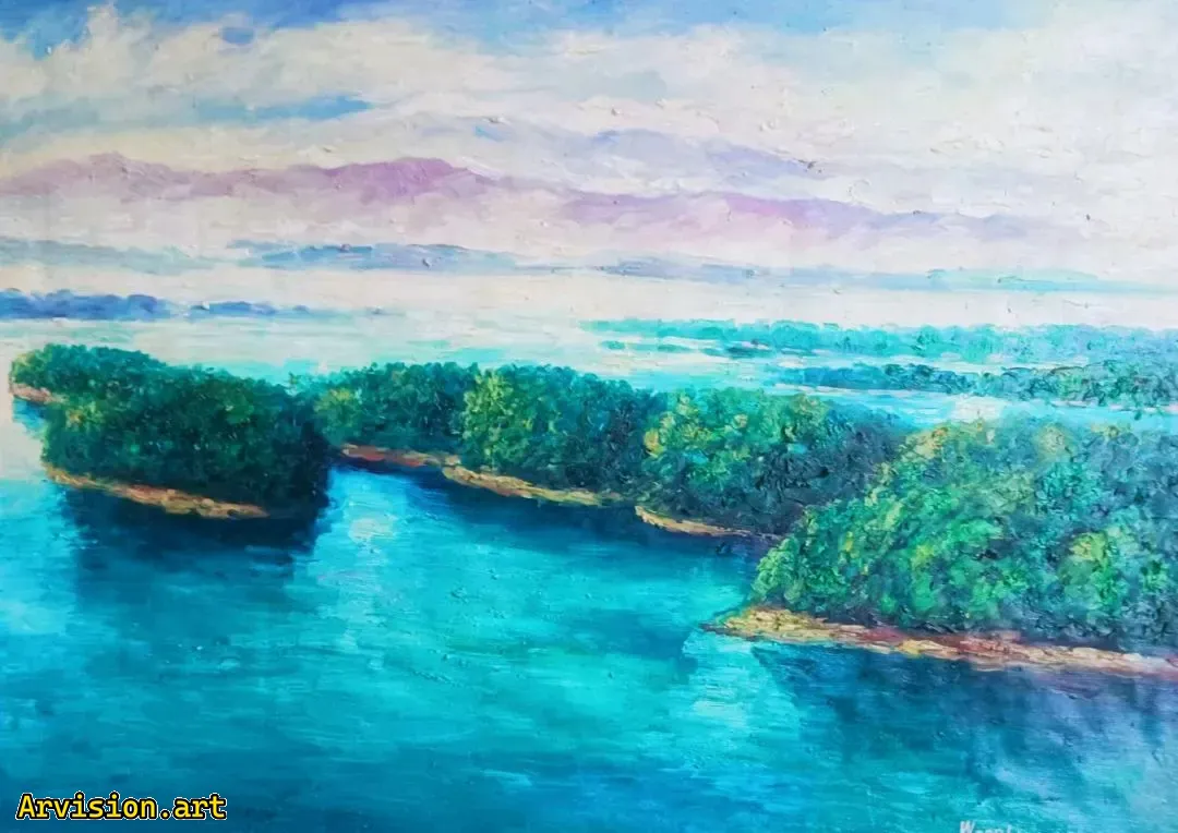 Wang Lin peinture à l'huile nuages lumière South Bay Lake