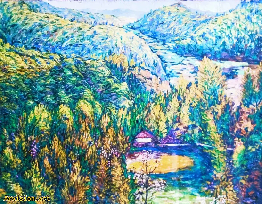 Peinture à l'huile de Wang Lin poésie colorée