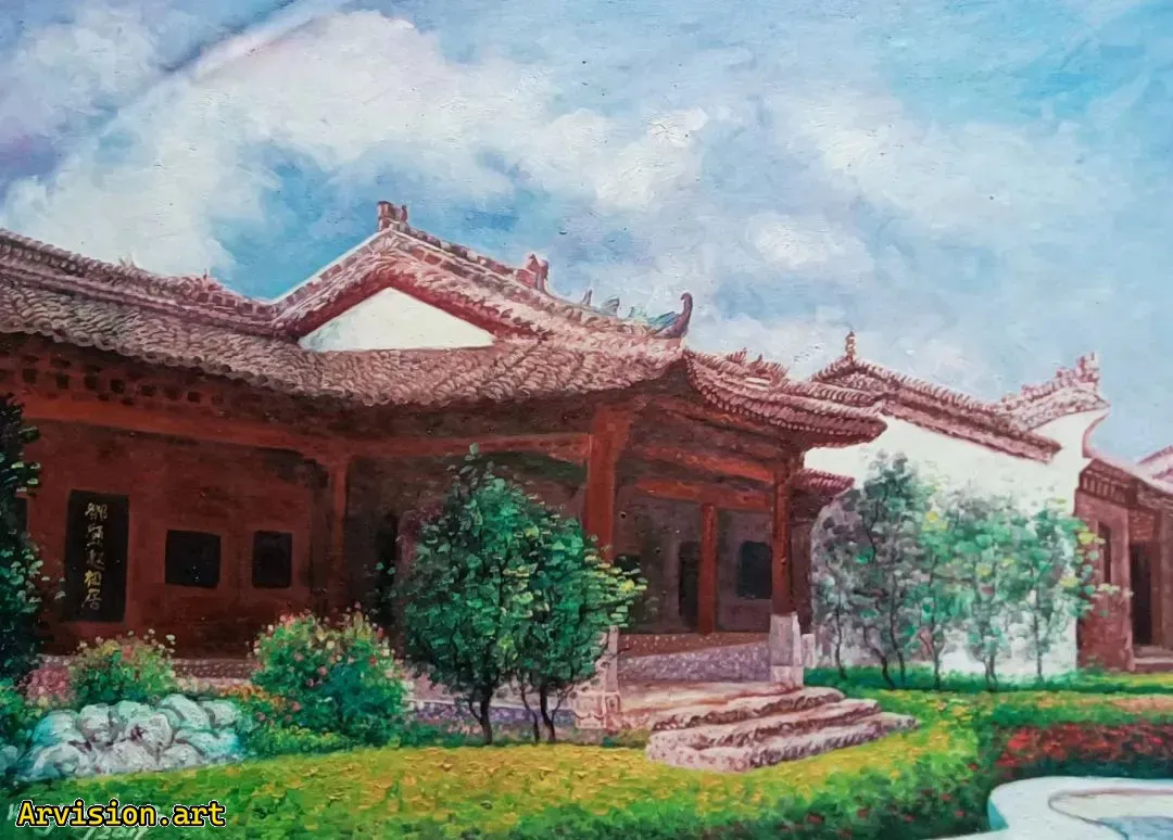 Nuages dans la patrie de peinture à l'huile de Wang Lin